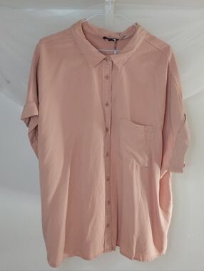 NWT Velvet Heart Blush Pink Tencel Button Down Blouse 2X